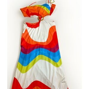 Rainbow Dress Cutout One Strap Chicme Womens‎ Size Large Pride Club wear Resort